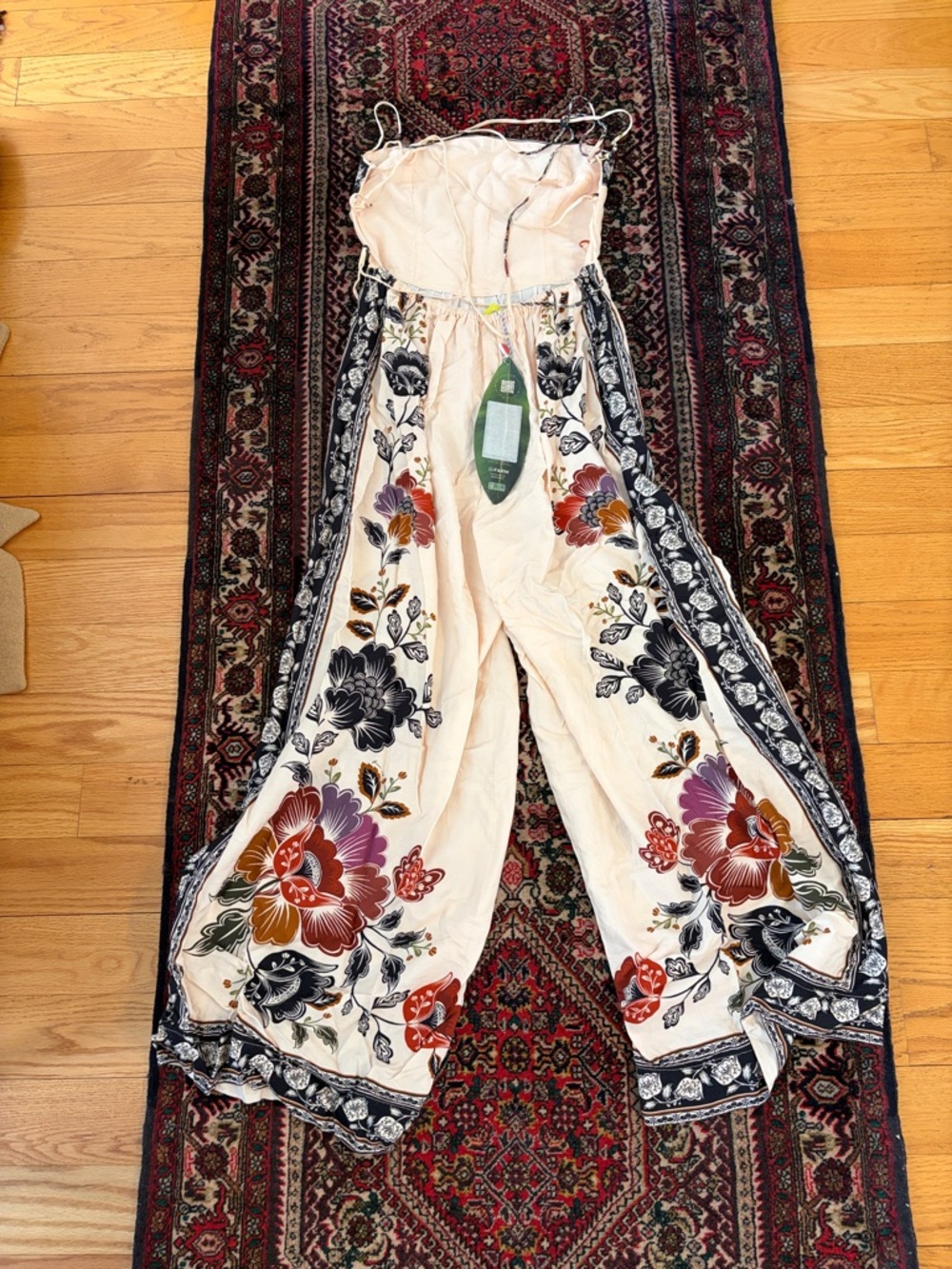 Floral Farm Rio Jumpsuit Dress in Cream with Multi-Color Print from Brazil - Picture 2 of 3
